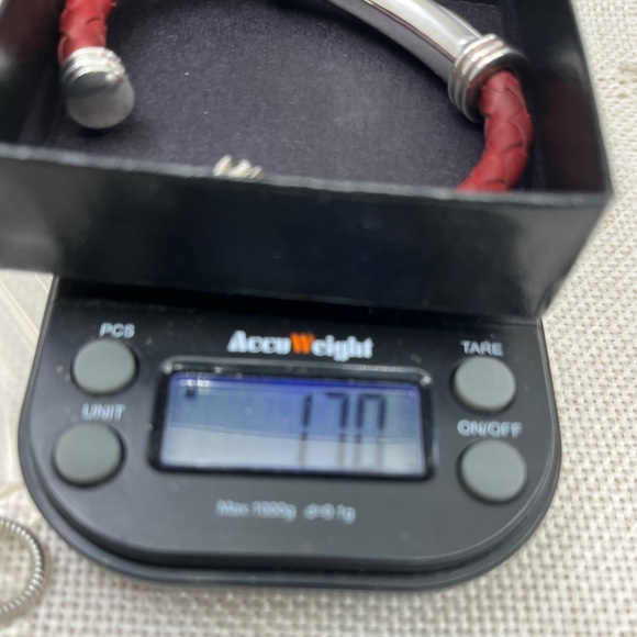 Vintage Joseph Esposito Sterling Silver & Red Leather Cuff - Picture 13 of 17